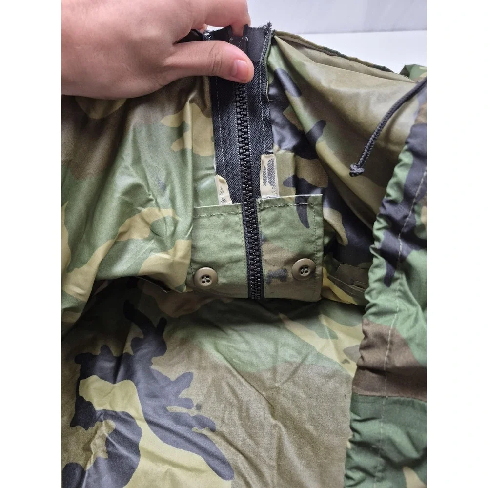 VTG ORC Industries Parka Mens M Green Woodland Camo Improved Rainsuit Hooded 90s